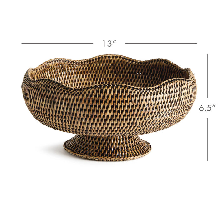 Mandalay Scalloped Footed Woven Rattan Bowl dimensions