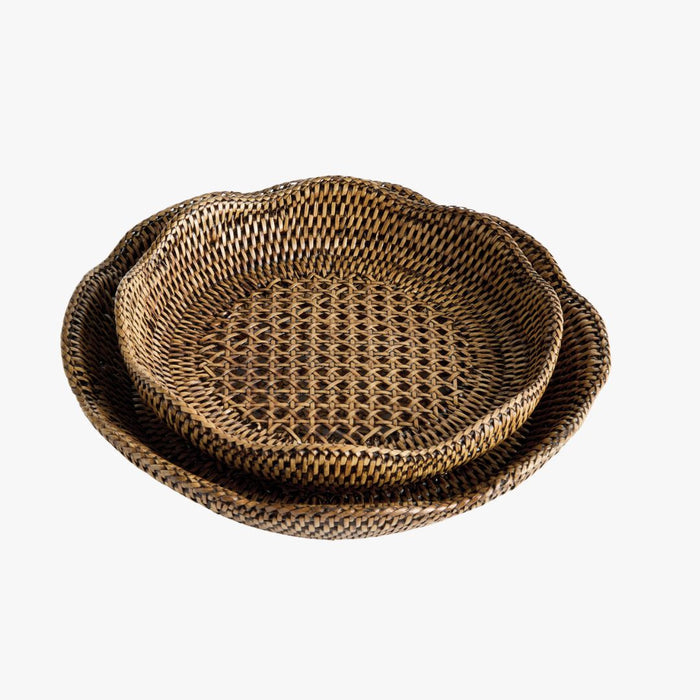 Mandalay Scalloped Tray Set - nested baskets