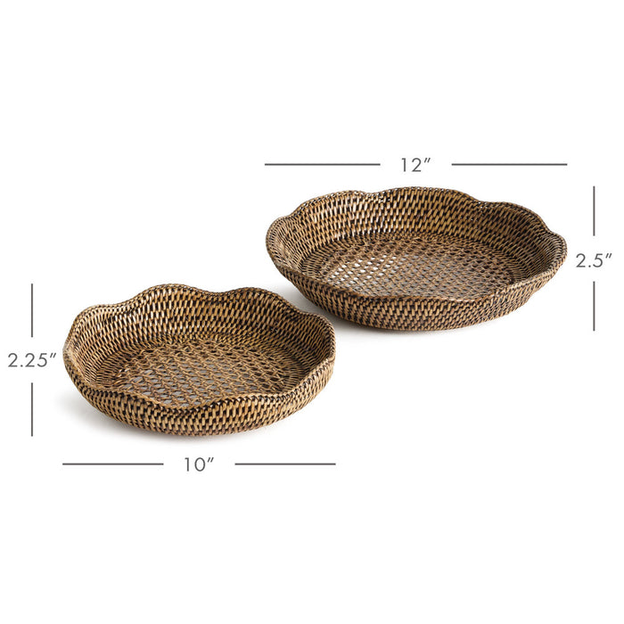 Mandalay Round Scalloped  Edge Tray Set dimensions