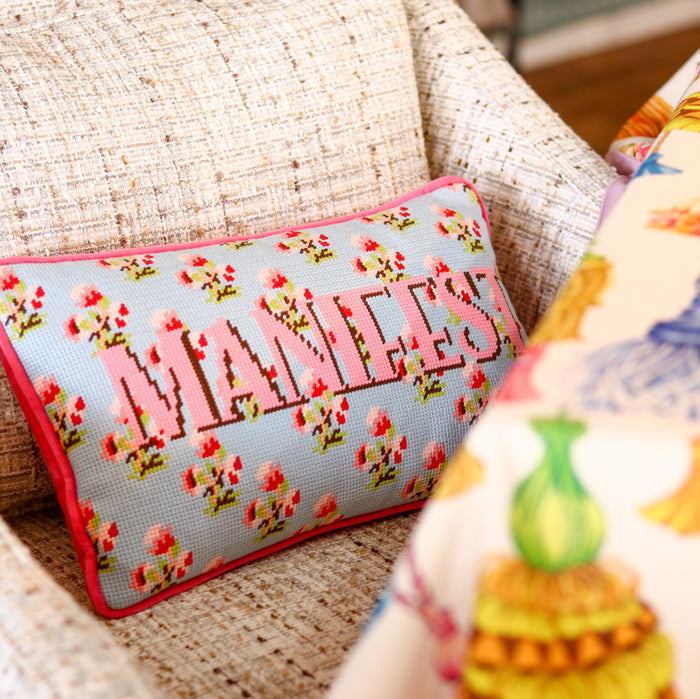 Manifest Needlepoint Pillow - 9" x 15"