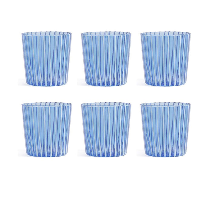 Marina Blue Stripe Tumbler Glasses - set of six