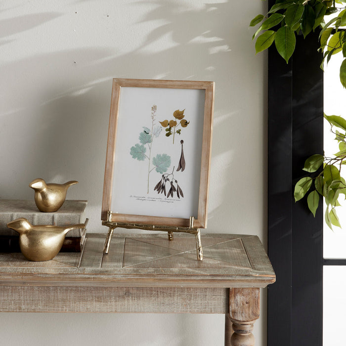 Martinique Gold Bamboo Easel styled with small art