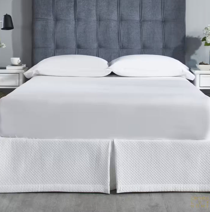 Matelasse Bed Skirt in White - King