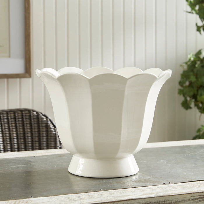 Meadows Fluted Large White Cachepot