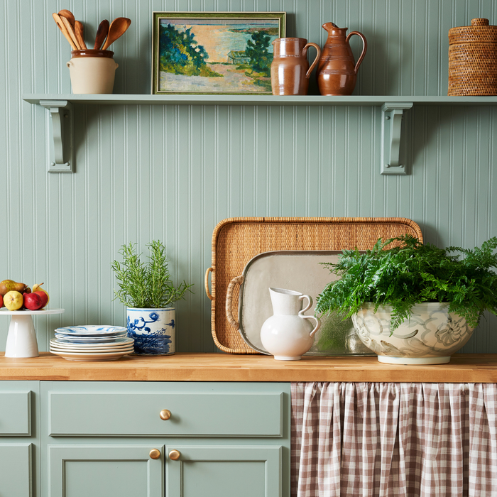 Mendocino Metal Tray Styled in Cottage Kitchen - Dear Keaton