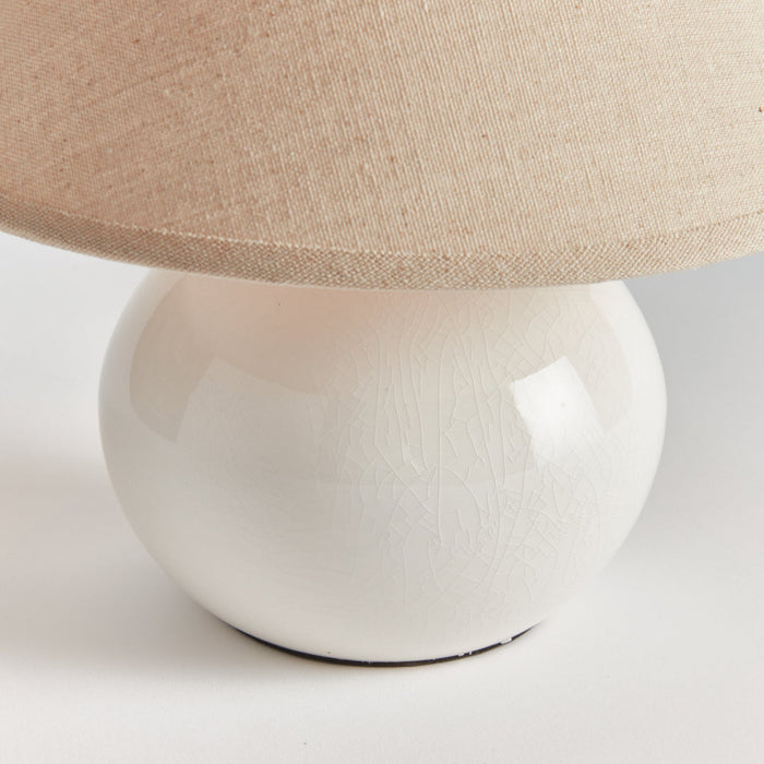 Mignon White Ceramic Mini Lamp - crackle glaze closeup