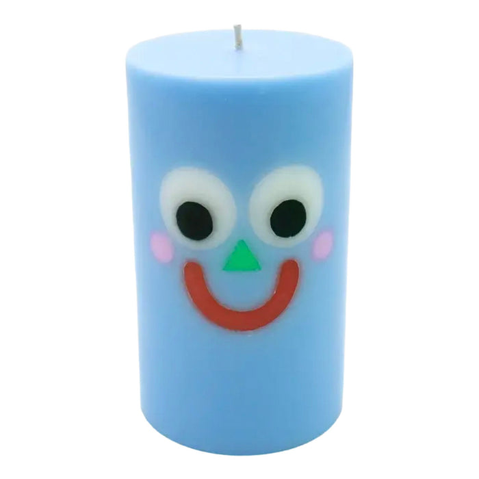 Moodz™ - Happy Pillar Face Candle, Blue, 50h