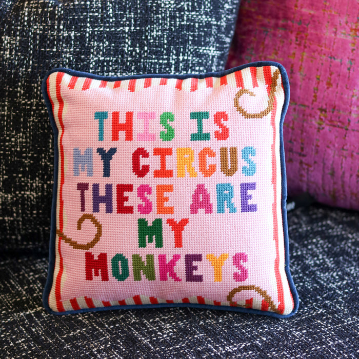 My Circus Needlepoint Pillow - 11" x 11"