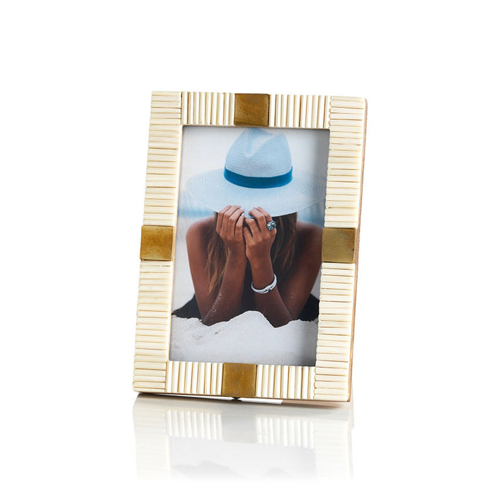 Natural Bone and Brass 4x6 Frame