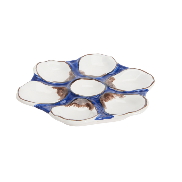 Navy Blue Divided Oyster Plate - Wall Hanging