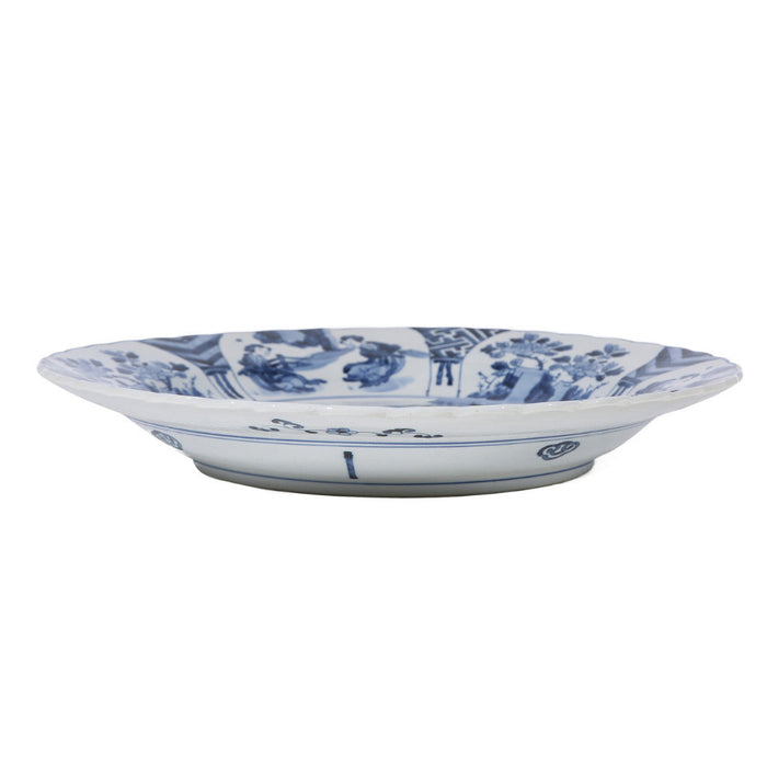 Blue and white Noble Lady Decorative Plate side view