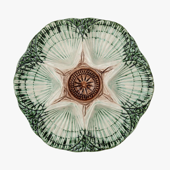 Nola Green and Brown Oyster Plate