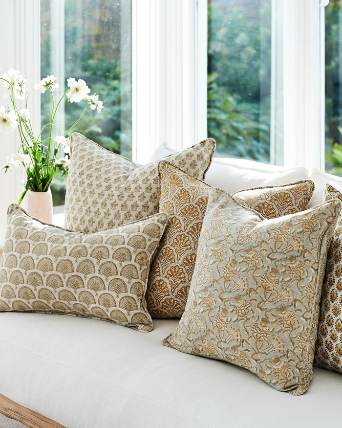 Nori Elm Lumbar Pillow Cover Styled with Iznik Elm
