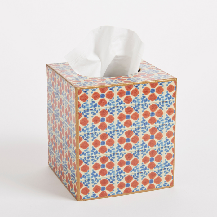 Oaxaca Tiles Tissue Box Cover with tissues inside
