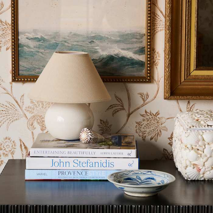 Ocean Waves Framed Print styled with Mignon Mini Lamp