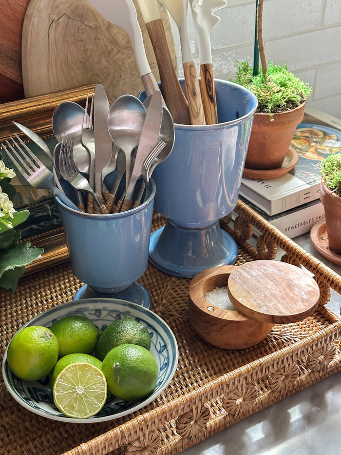 Kirby Chambray Footed Cachepots