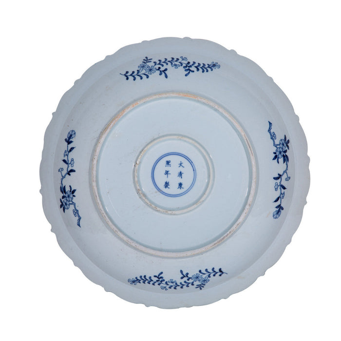 Blue Chinoiserie Pheasant Floral Decorative Plate back view