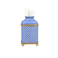 Porcelain Tissue Box - Blue Fish Scales on Bronze Base
