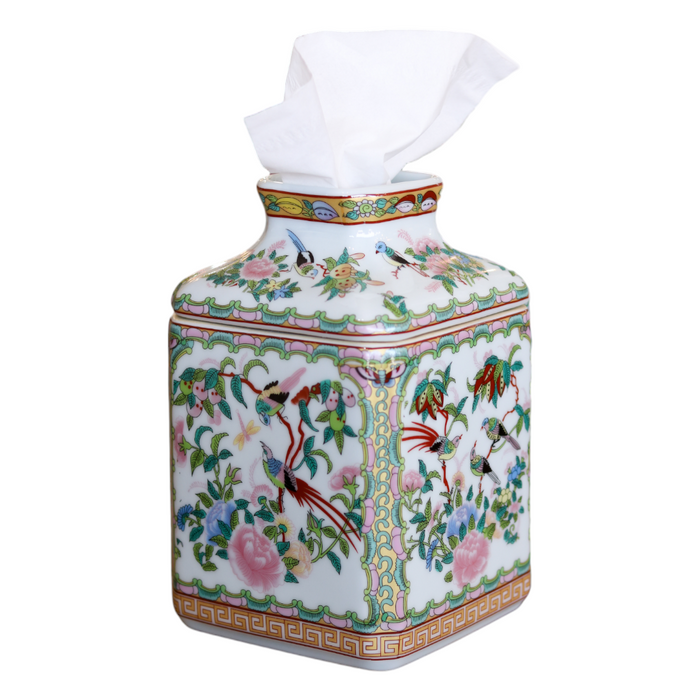Porcelain Tissue Box - Rose Canton