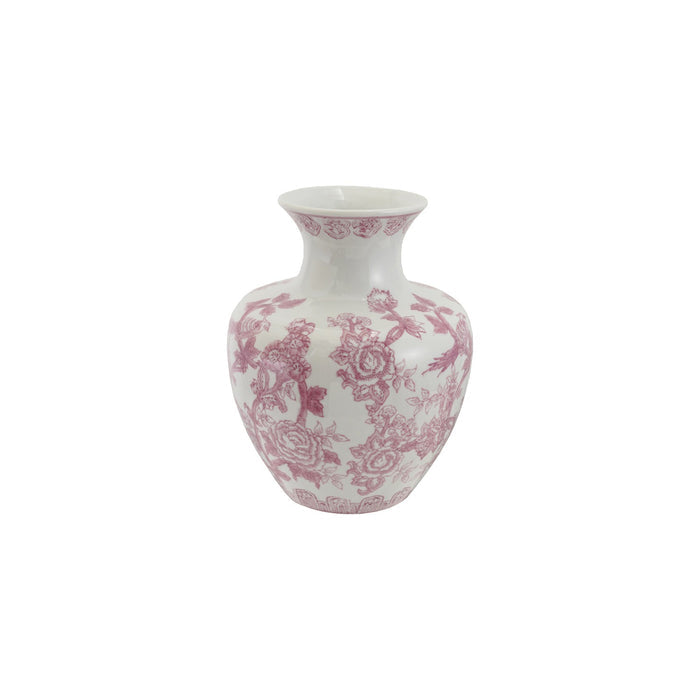 Purple & White Stoneware Floral Vase