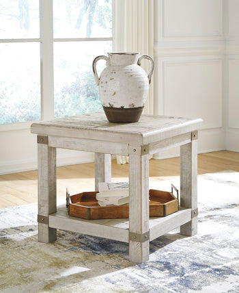 Rectangular End Table Carynhurst White Wash Gray