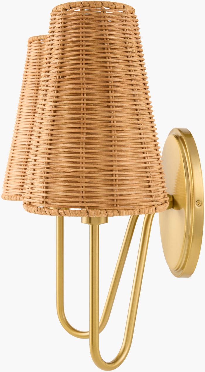 Renley Woven Rattan Wall Sconce side view