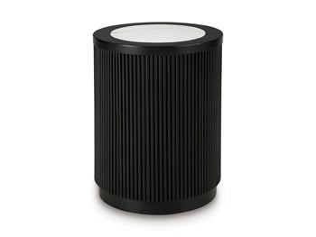 Round End Table Grayman Black