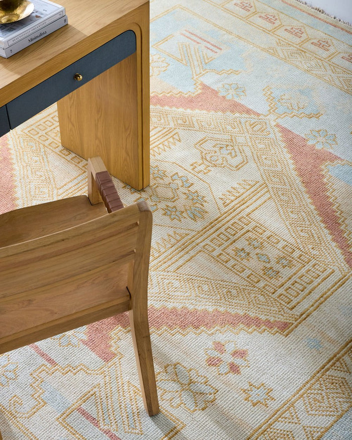Saltillo Wool Blend Rug styled in home office