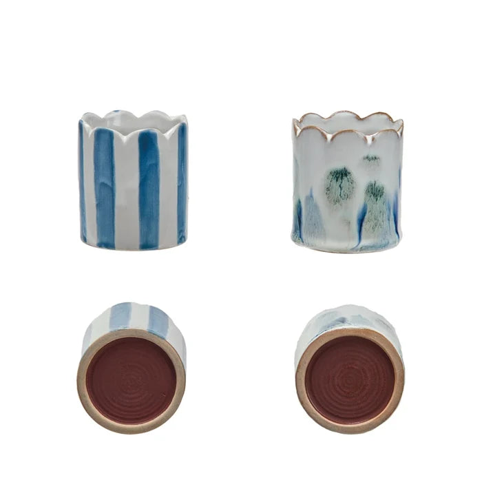 Scalloped Edge Match Striker - Blue Striped or Artistic Dots