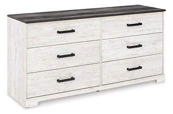 Six Drawer Dresser Shawburn Whitewash/Charcoal Gray
