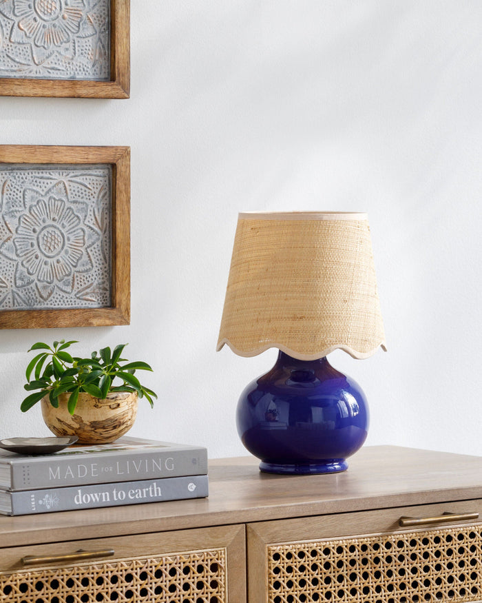 Sophia Navy Mini Lamp on console table