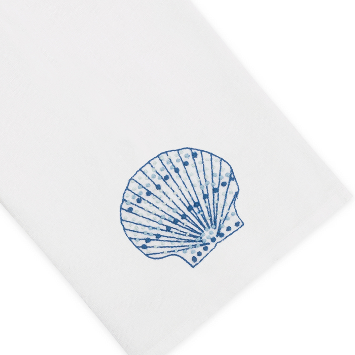Speckled Scallop Shell Embroidered Hand Towel