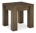 Square End Table Rosswain Warm Brown
