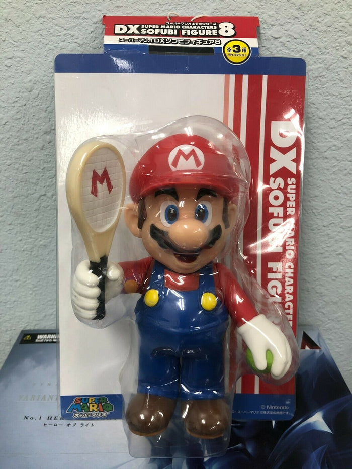 Super Mario DX SOFUBI Series 8 MARIO with Tennis Play Set 8 inch Figure