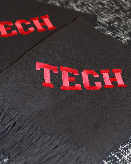 "TECH" Embroidered Black Throw