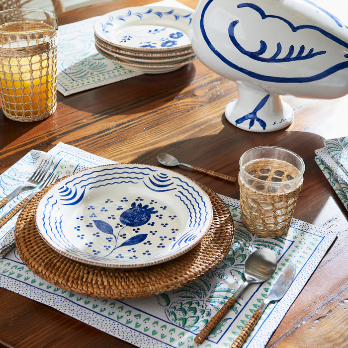 Thistle Block Print Placemat and Napkin Styled  - Dear Keaton