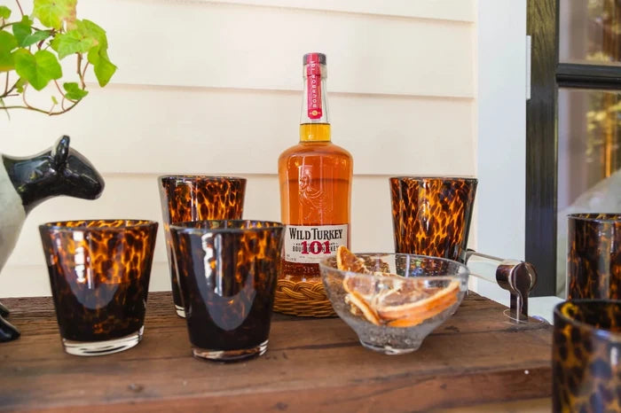 Torcello Tortoise Glassware styled on bar