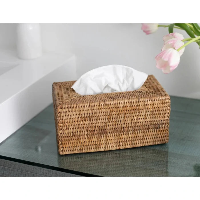 Trish Rectangle Tissue Box Cover on bathroom counter