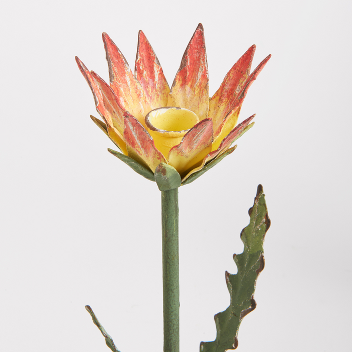 Reproduction Toleware Tropical Flower Taper Holder closeup