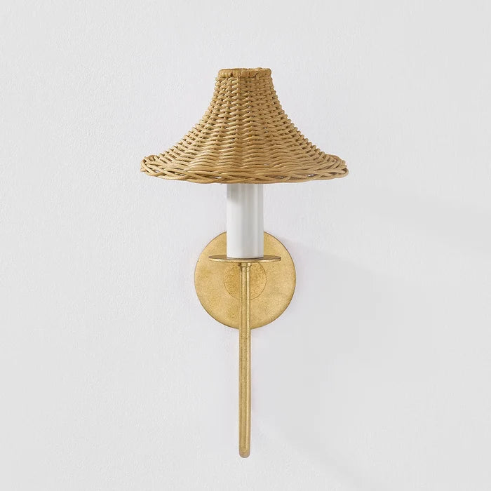 Turnberry Sconce with Flared Rattan Shade