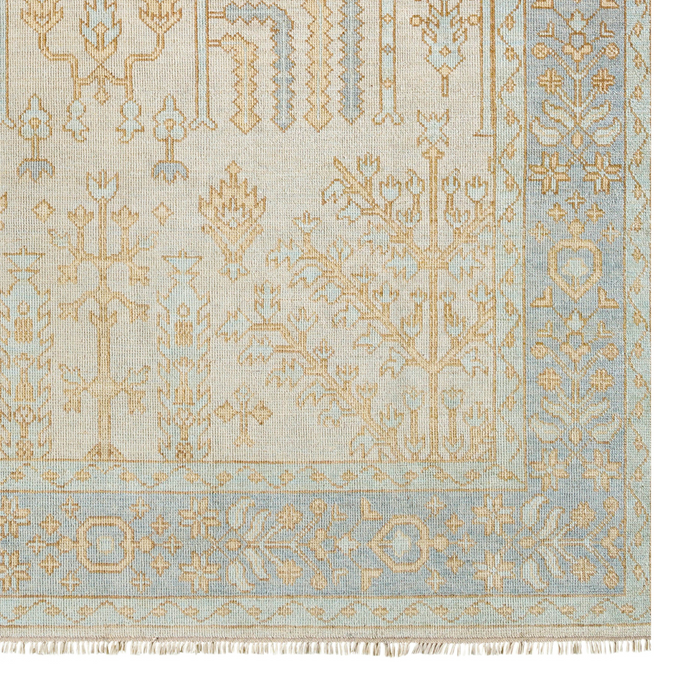 Uma Neutral Wool Rug corner closeup