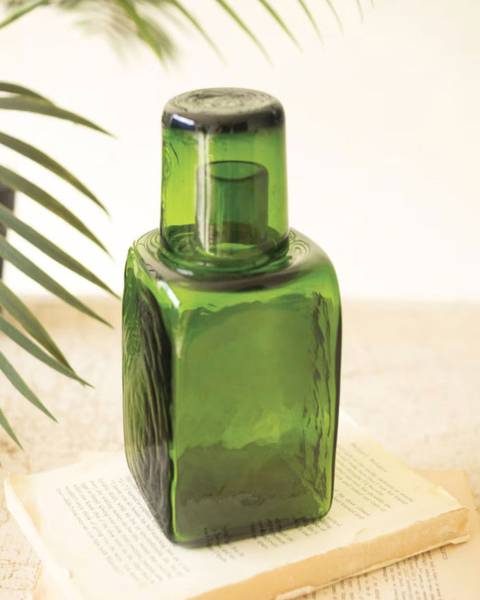 Recylced Green Glass Bedside Water Carafe