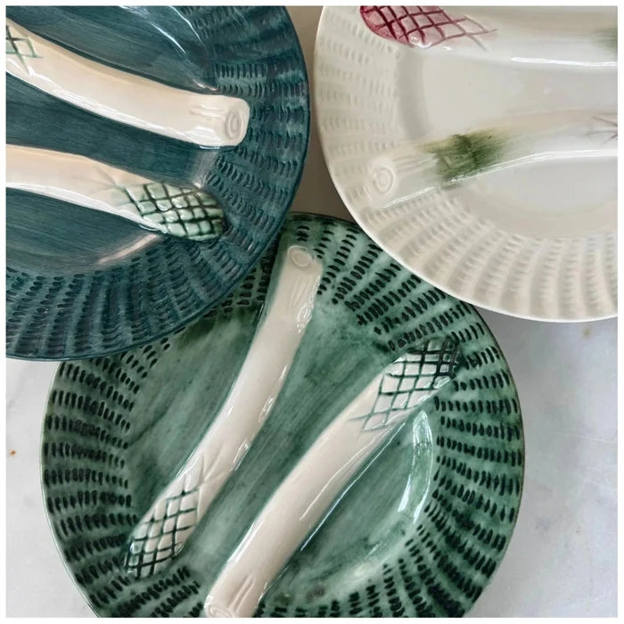 Hand painted asparagus plates - Made in Portugal
