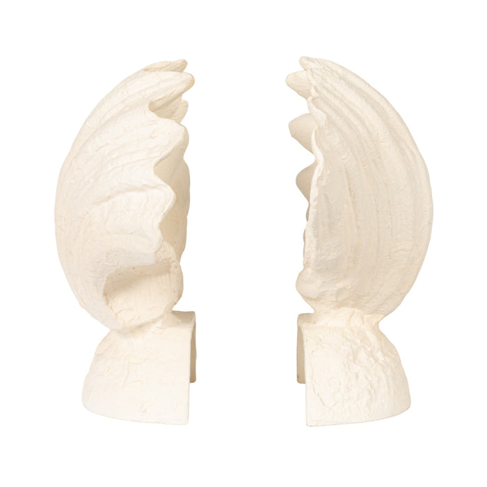 White Shell Cast Iron Bookends side view