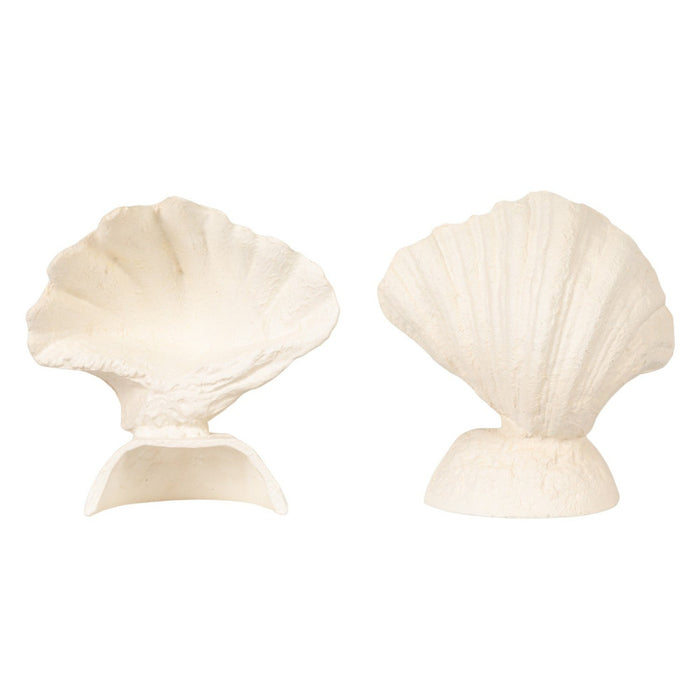 White Shell Cast Iron Bookends - both sides shown