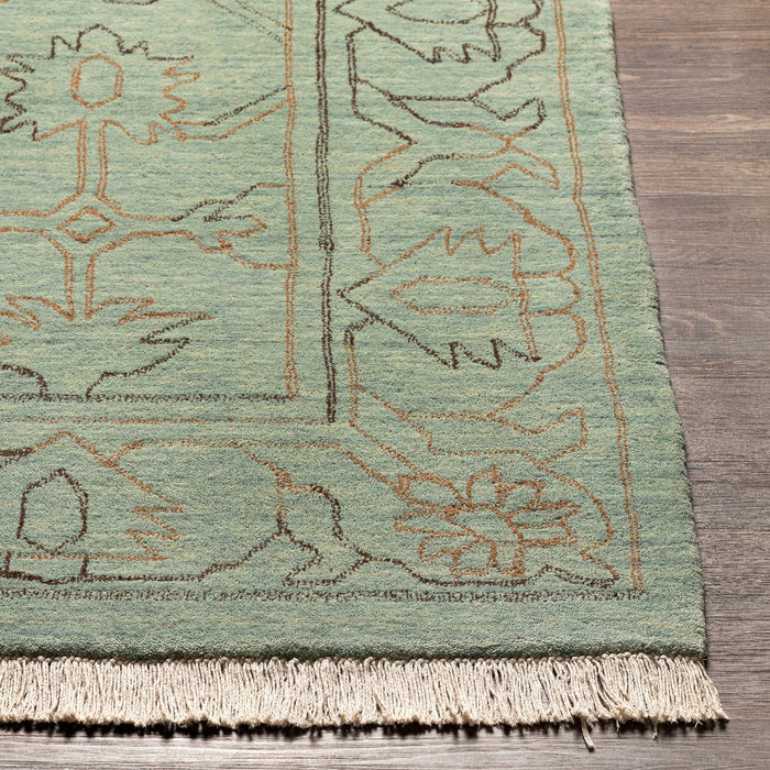Willow Sky Wool Rug Corner Closeup