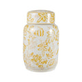 Yellow & White Round Stoneware Jar