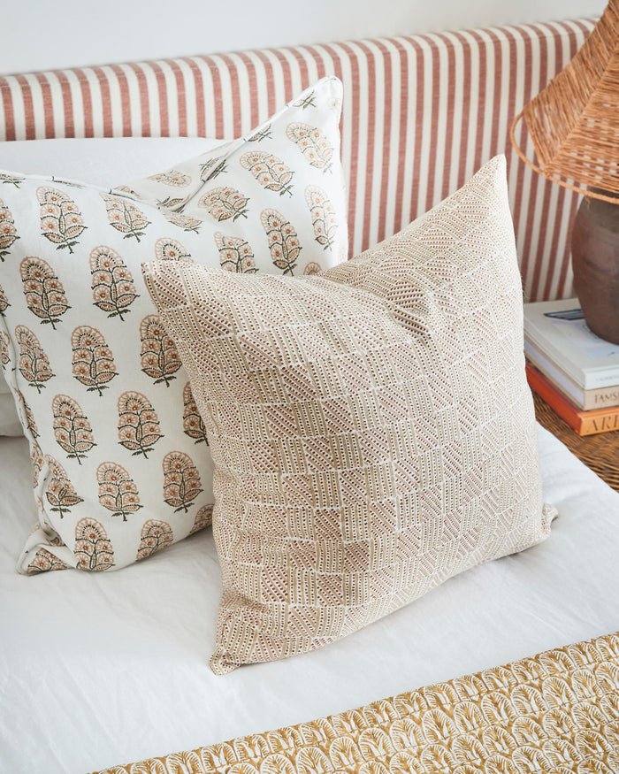 Zardosi Shell Pillow Cover on bed
